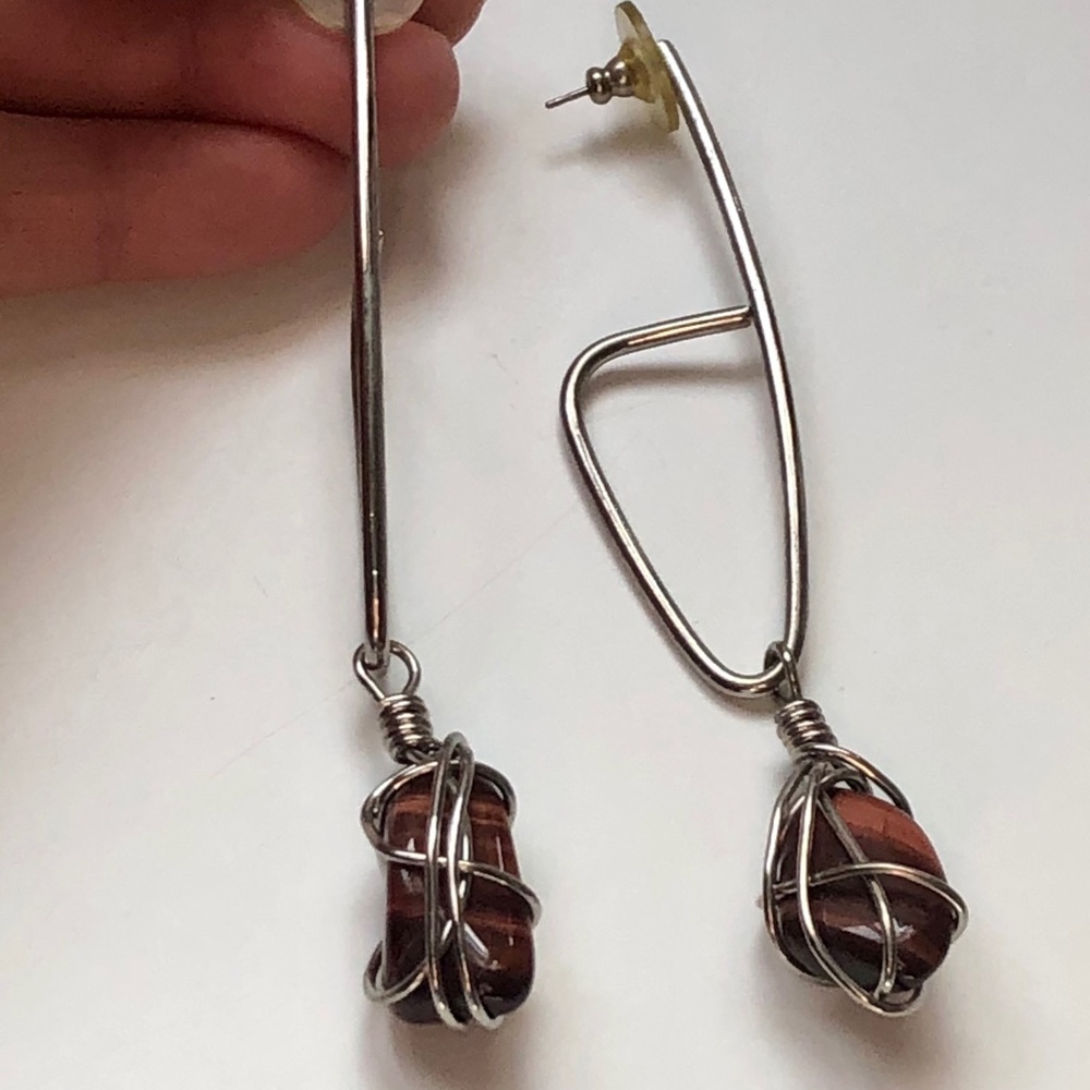 Trio of Earrings - Silver & Tiger Eye - Picture 4 of 10